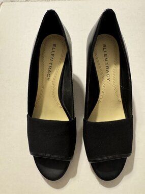 Ellen Tracy Black Wedge Heels - Size 6 (Excellent Condition)